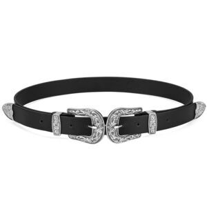 9339 Western Belts For Women Black Leather Jeans Dresses